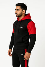 Winter Tracksuit Fleece – Red & Black Hoodie & Trouser