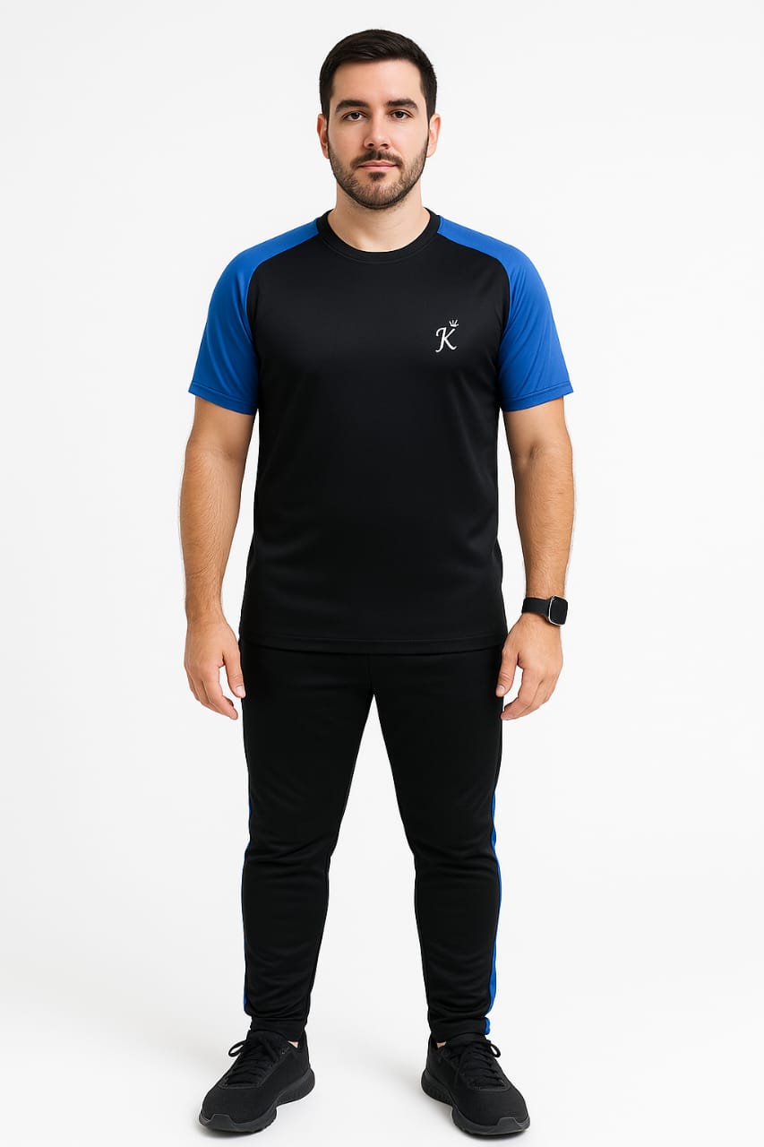 Tracksuit For Summer- Royal Blue & Black Raglan Sleeve-