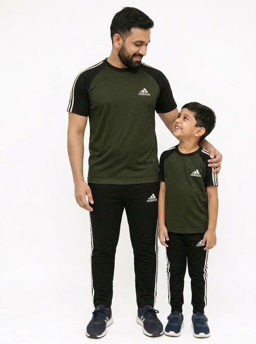 Like father like son-Black & Olive Green Adi Awesome Combo.