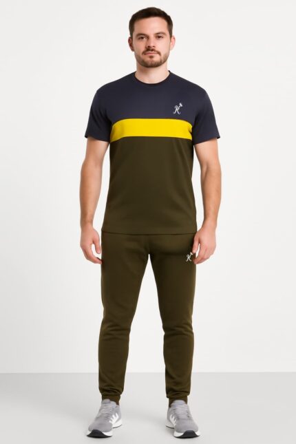 Tracksuit For summer – Olive Green,Black & white Combo