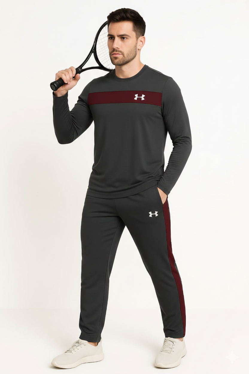 Tracksuit For summer –Drifit Gray & Maroon Track Suit Full Sleeve.